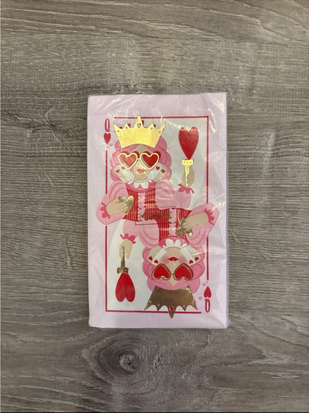 Queen of Hearts Pink Party Napkins with Gold Foil Accents